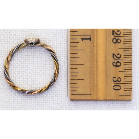 Size 9, Vintage Lab Opal Copper Silver Gold Tone Ring - A23 - Picture 3 of 3